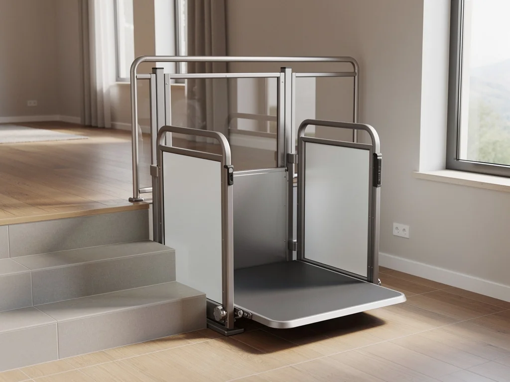 Plateforme élévatrice pour fauteuil roulant installée dans une maison